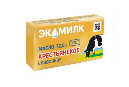 Масло  сливочное ЭКОМИЛК 160гр 72,5% Крестьянское 1/13шт