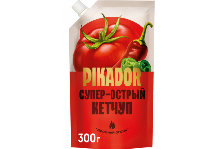 Кетчуп PIKADOR 300гр Супер острый дой-пак 1/16шт