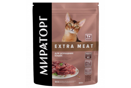 Корм сух д/кошек МИРАТОРГ Extra Meat 800гр Говядина Black Angus 1/5шт