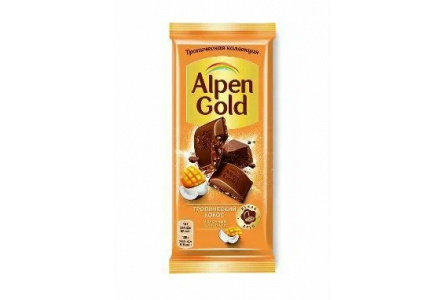 Шоколад ALPEN GOLD 80/85гр Тропический кокос 1/21шт