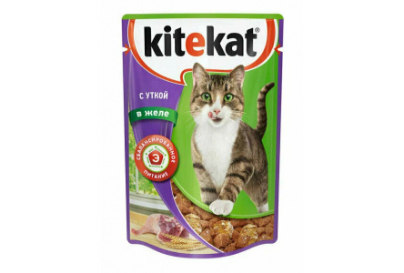 Корм д/кошек KITEKAT 85гр Утка пауч в желе 1/28шт