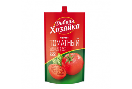 Кетчуп ДОБРАЯ ХОЗЯЙКА 500гр  дой-пак 1/10шт Махеевь