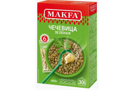 Крупа в пакетах МАКФА 5*80гр Чечевица зеленая 1/9шт