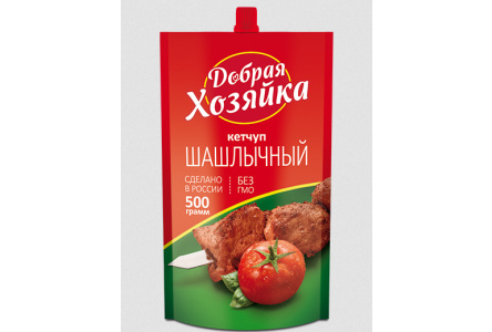 Кетчуп ДОБРАЯ ХОЗЯЙКА 500гр Шашлычный дой-пак 1/10шт Махеевь