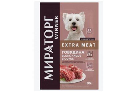 Корм д/собак мел пород МИРАТОРГ Winner Extra Meat 85гр Говядина в соусе Black Angus 1/24шт