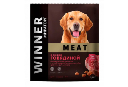 Корм д/собак МИРАТОРГ Winner Meat 1100гр Говядина 1/8шт