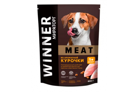 Корм д/собак мел пород МИРАТОРГ Winner Meat 500гр Курица 1/8шт