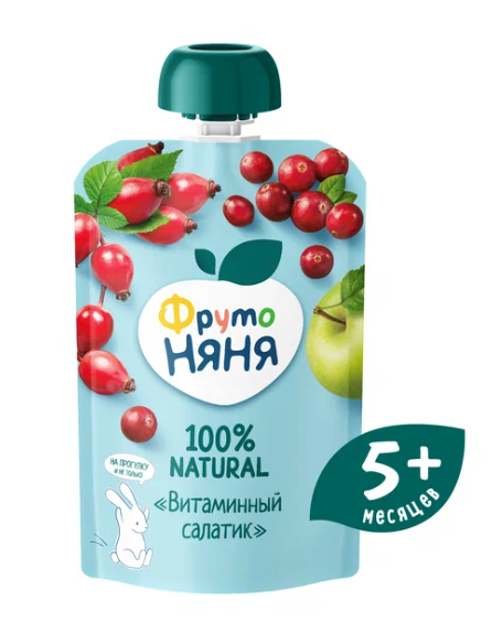 ДП Пюре ФРУТОНЯНЯ 90гр Витаминный салатик/черника м/уп 1/12шт