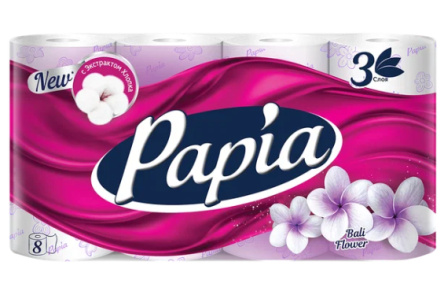 Бумага туалетная PAPIA Bali Flower 8шт с ароматом 3сл 1/7шт