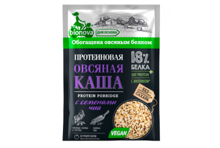 Каша овсяная  BIONOVA 40гр Протеиновая с семенами чиа 1/14шт