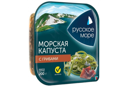 Морская капуста по корейски РУССКОЕ МОРЕ 200гр с грибами 1/6шт