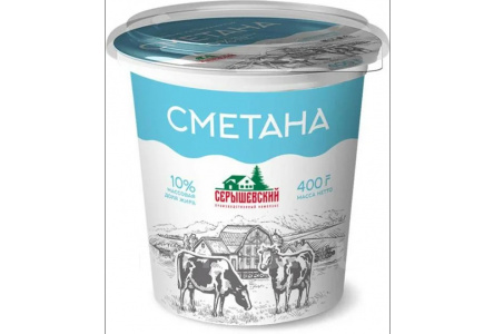 Сметана Серышевский 400гр 10% 1/8шт Продукт без заменителя молочного жира