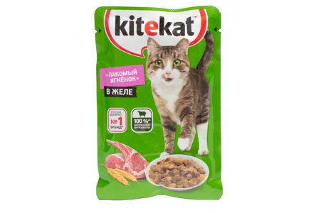 Корм д/кошек KITEKAT 85гр Ягненок в желе 1/28шт