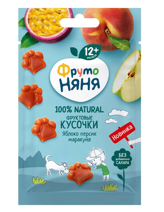 ДП Фруктовые кусочки ФРУТОНЯНЯ 15гр Яблоко/персик/маракуйя 1/40шт