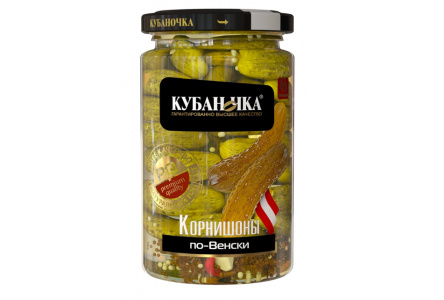 Корнишоны КУБАНОЧКА 360гр По-венски ст/б 1/12шт