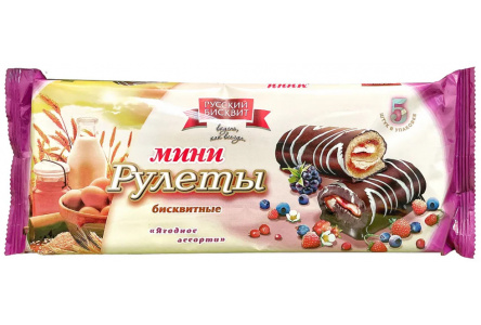 Рулет РУССКИЙ БИСКВИТ 175гр Ягодное ассорти 1/14шт