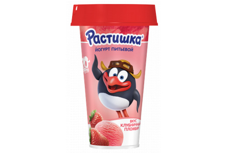 Йогурт питьевой РАСТИШКА 190гр 2,8% Клубничный пломбир 1/6шт Продукт без заменителя молочного жира