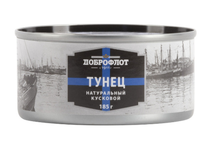 Тунец ДОБРОФЛОТ 185гр Натуральный кусковой 1/24шт