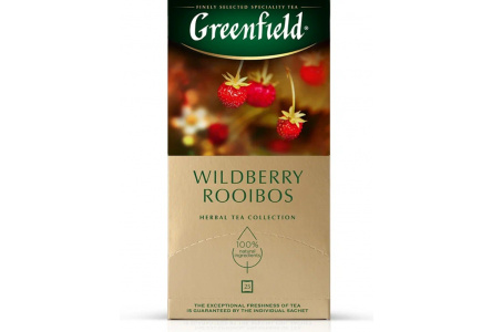 Чай травяной в пакетиках GREENFIELD 25*1,5гр Wildberry Rooibos байховый 1/10шт