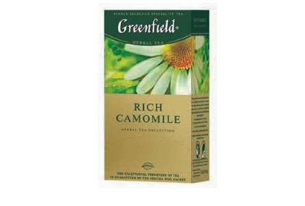 Чай травяной в пакетиках GREENFIELD 25*1,5гр Rich Camomile байховый 1/10шт