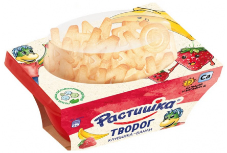 Творожок РАСТИШКА 108гр 3,5% С печеньем клубника/банан 1/8шт Продукт без заменителя молочного жира