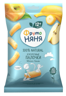 ДП Палочки кукурузные ФРУТОНЯНЯ 20гр Яблоко/банан 1/9шт
