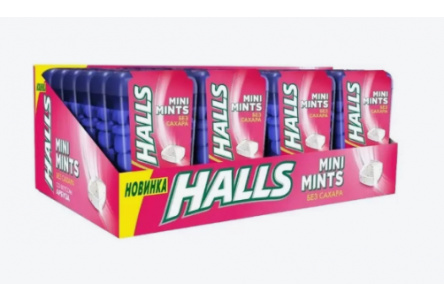 Драже HALLS 12,5гр Mini mints Арбуз без сахара 1/24шт