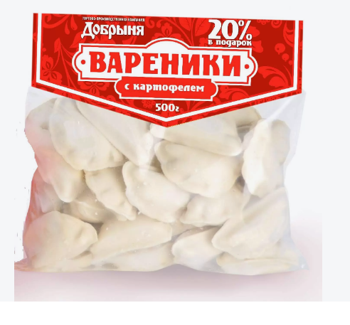 Вареники ДОБРЫНЯ 500гр С картофелем 1/12шт