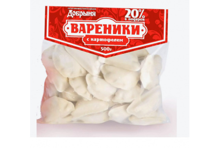 Вареники ДОБРЫНЯ 500гр С картофелем 1/12шт