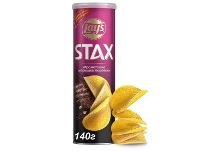 Чипсы LAYS STAX 140гр Ребрышки/барбекю 1/9шт