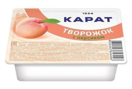 Продукт творожный КАРАТ 230гр 9% Персик 1/8шт