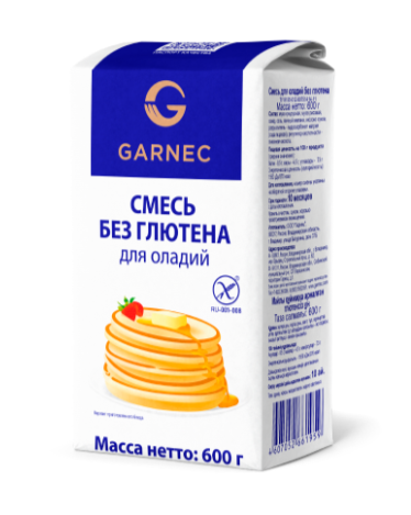 Смесь д/оладий GARNEC 600гр б/глютена 1/6шт