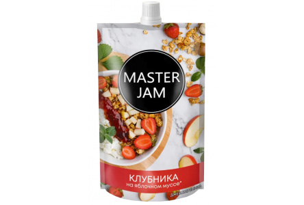 Джем MASTER JAM 250гр Клубника на яблочном муссе дой-пак 1/15шт