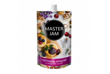 Джем MASTER JAM 250гр Черника-Вишня на яблочном муссе дой-пак 1/15шт