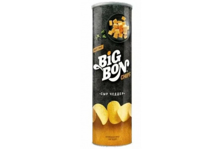 Чипсы BIG BON 130гр Сыр Чеддер тубус 1/12шт