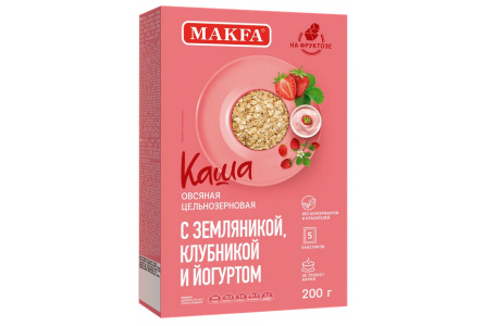 Каша овсяная цельнозерновая МАКФА 5*40гр Земляника/клубника/йогурт 1/12шт