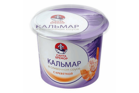 Паста САНТА БРЕМОР 150гр Кальмар рубленый в сливочном соусе с креветкой 1/6шт