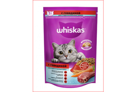 Корм д/кошек WHISKAS 350гр под/паш говядина 1/9шт №10139173