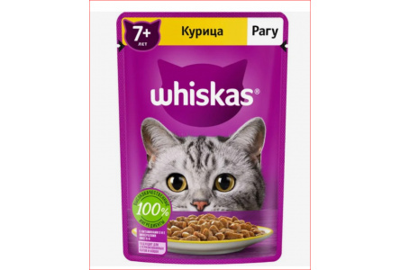 Корм д/кошек WHISKAS 75гр Рагу Курица 7+ 1/24шт