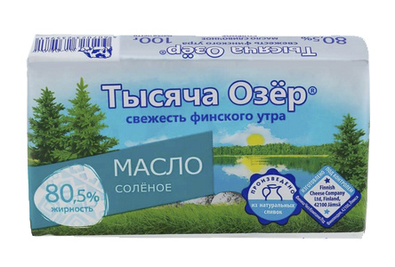 Масло сливочное ТЫСЯЧА ОЗЕР 100гр 80,5% соленое 1/9шт