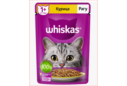 Корм д/кошек WHISKAS 75гр Курица рагу 1/28шт