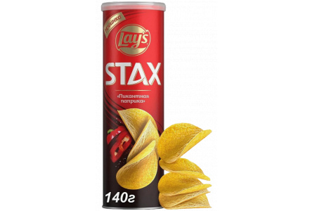 Чипсы LAYS STAX 140гр Пикантная паприка 1/9шт