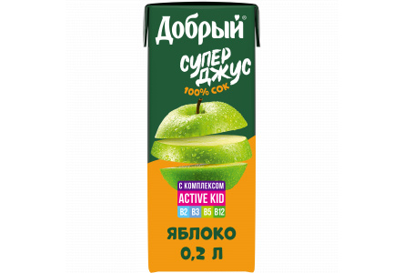 Сок/Нектар ДОБРЫЙ 200мл Яблоко Active Kids т/п 1/27шт