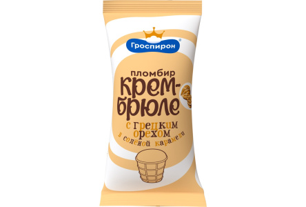 Мороженое ГРОСПИРОН 85гр Крем-брюле с грецким орехом в соленой карамели стакан 1/24шт 36/050 БЗМЖ