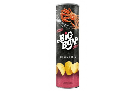 Чипсы BIG BON 130гр Снежный краб тубус 1/12шт