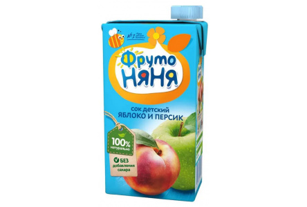 ДП Сок ФРУТОНЯНЯ 500мл Яблоко/персик с мякотью 1/12шт