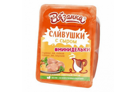 Сардельки ВЯЗАНКА 330гр Сливушки минидельки с Сыром 1/6шт