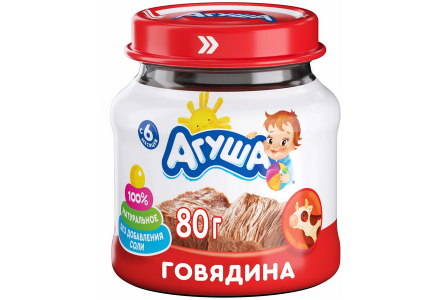 ДП Пюре АГУША 80гр Говядина 1/8шт /сб