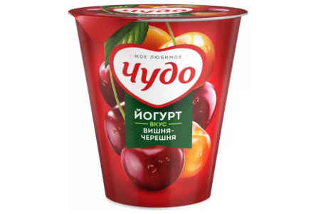 Йогурт ЧУДО 290гр 2% Вишня/черешня 1/8шт Продукт без заменителя молочного