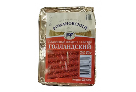 Продукт плавленый с сыром РОМАНОВСКИЙ 70гр Голландский 1/50шт